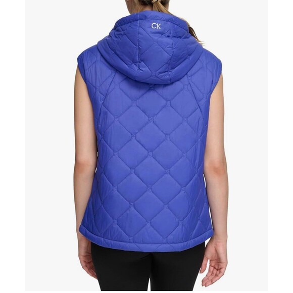 NWT Calvin Klein Performance Womens Hooded Vest Size Med Security Zip Pockets - Picture 2 of 4